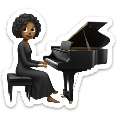 Woman sitting in the piano sticker