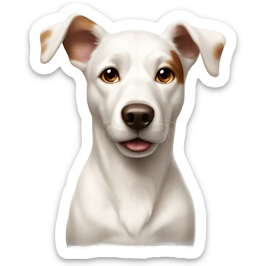 Realistic white dog big ears brown spot on head sticker