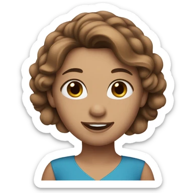 Ice skater, skating wearing a blue dress with brown hair sticker