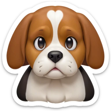 Cinematic Grumpy Tri-Color Beagle Portrait Emoji, Head tilted slightly with a deeply unimpressed expression, featuring a thick tri-color coat of white, brown, and black, large, droopy hazel eyes narrowed into an unamused glare, floppy ears slightly drooping in exasperation, Simplified yet comically expressive features, highly detailed, glowing with a dry, sarcastic glow, high shine, effortlessly judgmental yet dignified, stylized with a touch of cynicism, bright but brooding, soft glowing outline, capturing the essence of an eternally unimpressed yet endearing companion, so lifelike it feels like it could sigh heavily at you in disdain at any moment! sticker