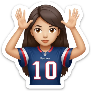 Vietnamese girl in patriots jersey number 10 sticker