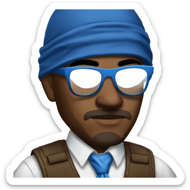 gta syle gangster with blue bandana, blue chain, and glasses  sticker