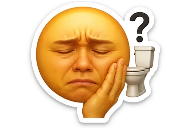 emoji stile iphone che riguarda l'argomento "stipsi/andrò al bagno oggi?", iperrealistico 4k sticker