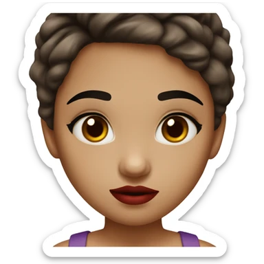 Girl with black eyebrows brown little eyes brown hair and red lips sticker