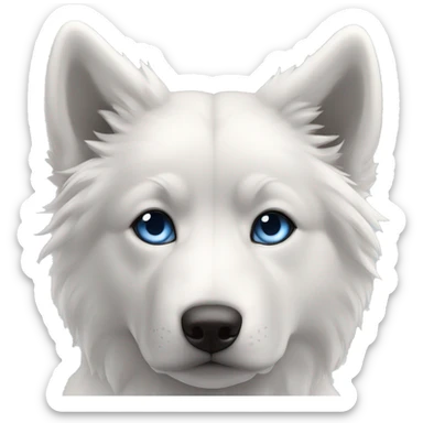 perro lobo siberiano de ojos azules y pelo totalmente  blanco  sticker