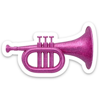 marching horn colored glitter pink sticker