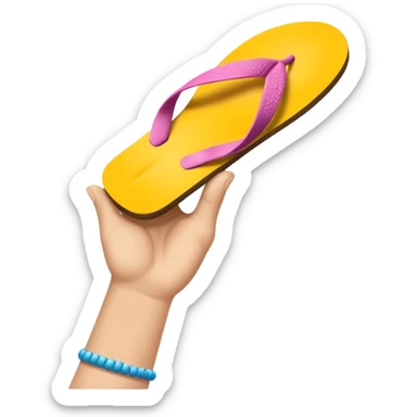 Hand holding a flip flop like it’s trying to kill a fly on a wall but I want just hand with flip flop sticker