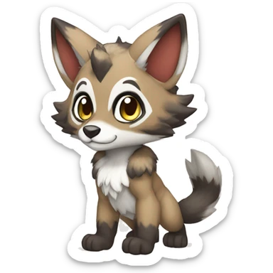 Kemono-style, Chibi, Anthro-Fur-Sona-Fakémon, apparels, Full Body sticker
