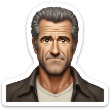 Mel Gibson portrait without smile sticker