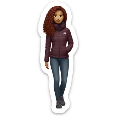beautiful burgundy haired Girl wearing northface full body sticker
