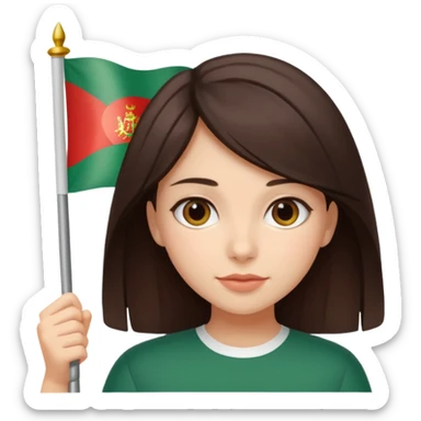 Una ragazza mora chiara con capelli medi mori con la bandiera della bulgaria tra le mani sticker