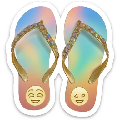 opal Crystal flip flop gold strap sticker