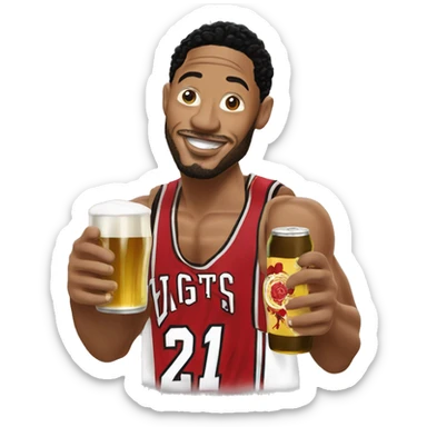 Derrick rose with a beer sticker