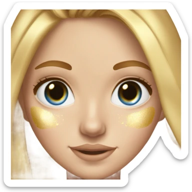 white girl, brunette, freackles on her skin,blue eyes girl using Gold gel skin care patches under her eyes sticker