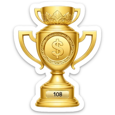 money themed trophy with 10B on it elite  sticker