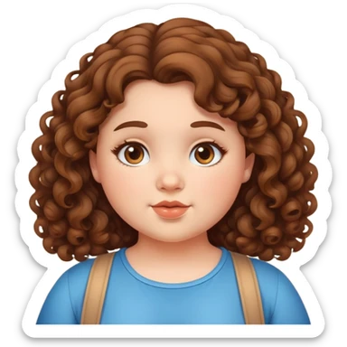 A girl with a curly brown hair and chubby cute cheeks  sticker