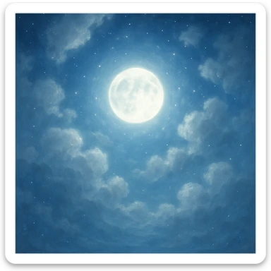 moonlight, dreamy, glowing, night sky, soft blue and silver hues sticker