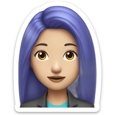 Blue purple long hair jacket asian girl sticker