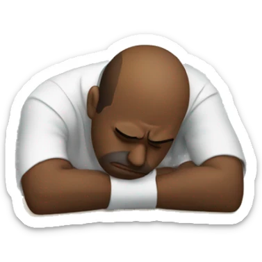 man slumped at work desk looking frustrated sticker