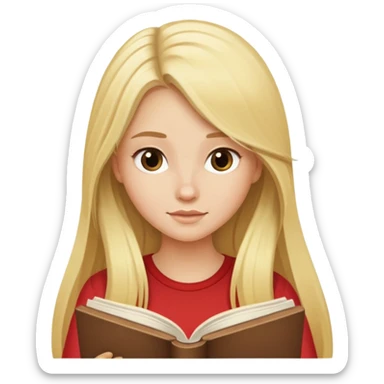 Blonde girl with long hair reading a book  sticker