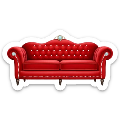 Vintage velvet red sofa with rhinestones buttons sticker