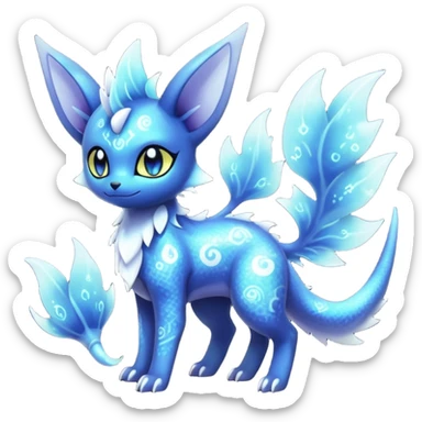 Nebulae Noibat-Vaporeon-Meowstic-Umbreon-Fakémon-hybrid-creature (full body)  sticker