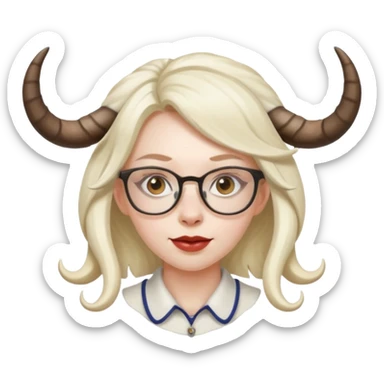 woman with goat horn and eyeglasses sticker
