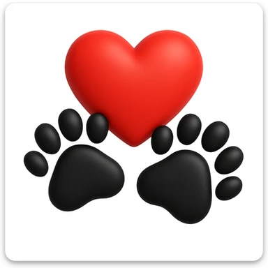 Make the puppy paws black, keep the heart and original style (original style was microsoft style 3d fluent emojis) sticker