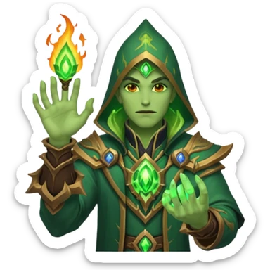 green fire warlock hand world of warcraft sticker