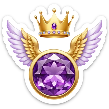 4th place award Number in frame decorated with golden angel  wings and amethyst  stone and small crown on a top sticker