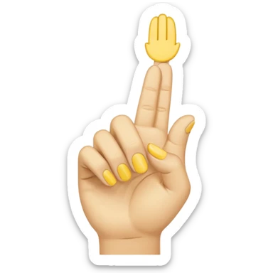 yellow 5 finger emoji, index finger extended, remaining finger folded, pointing to someone, poking hand sticker