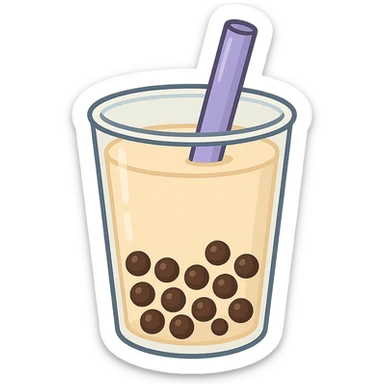 boba luba with purple straw, clear and friendly illustration style sticker