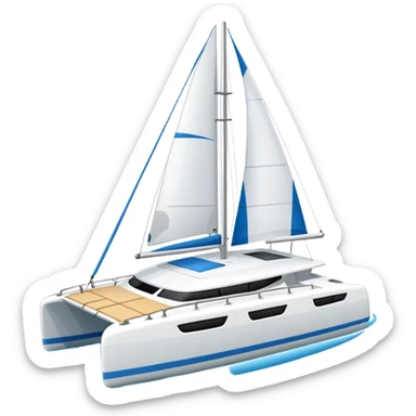 A catamaran with a white background. No wording or lettering on the boat  sticker