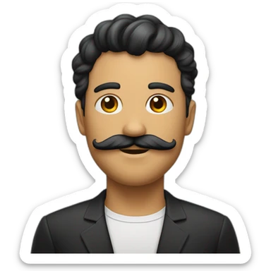 Un mec avec un moustache cheveux noir qui mets son bras en avant sticker