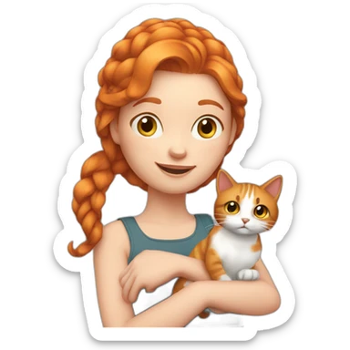 Ginger girl with a cat sticker