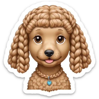 Miniature poodle with braids on its head sticker
