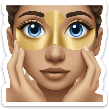 White Skin care on white freackles skin of a brunett blue eyes girl under eyes gel Gold eye patches sticker