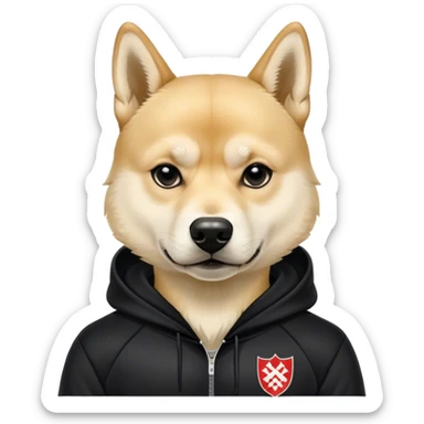 Slavic hooligan Doge in full black slavic tracksuit sticker