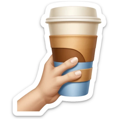 A emoji, ultra-clean and high-resolution, showing a single hand extended forward holding a paper cup, inspired by Michelangelo’s “Creation of Adam”. sticker