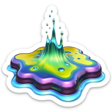 3D render of Oil Slick, toxic waste aesthetic, bubbling liquid, industrial warning texture. sticker