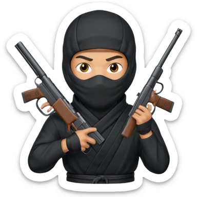 Ninja with a low taper fade with gun sticker