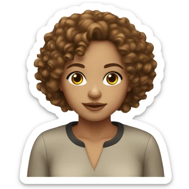 Light skin girl, brown curly hair, geen eyes  sticker