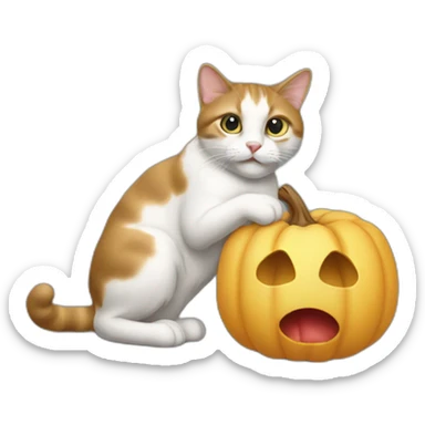 Un chat en pleine possession du crâne de la reine sticker