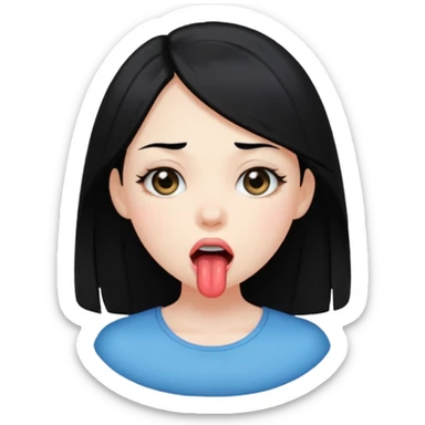 Girl with black hair drooling  sticker