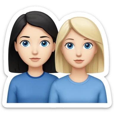 Blond woman blue eyes on left. Man with black hair and greye eye in the middle. Brown hair woman with greye eyes on the right sticker