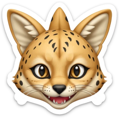 Wearing shark hood serval meme eye wink sticker