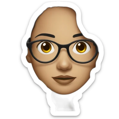 Woman with black hair and strokes of white in hair and turtle glasses sticker