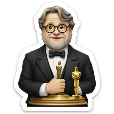 guillermo del toro sosteniendo el oscar sticker