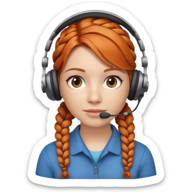 receptionist face braided gingerwith headpset sticker
