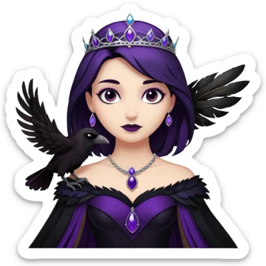 Raven Princess – feather brooch + plum blackgown,Shadow Princesses. sticker